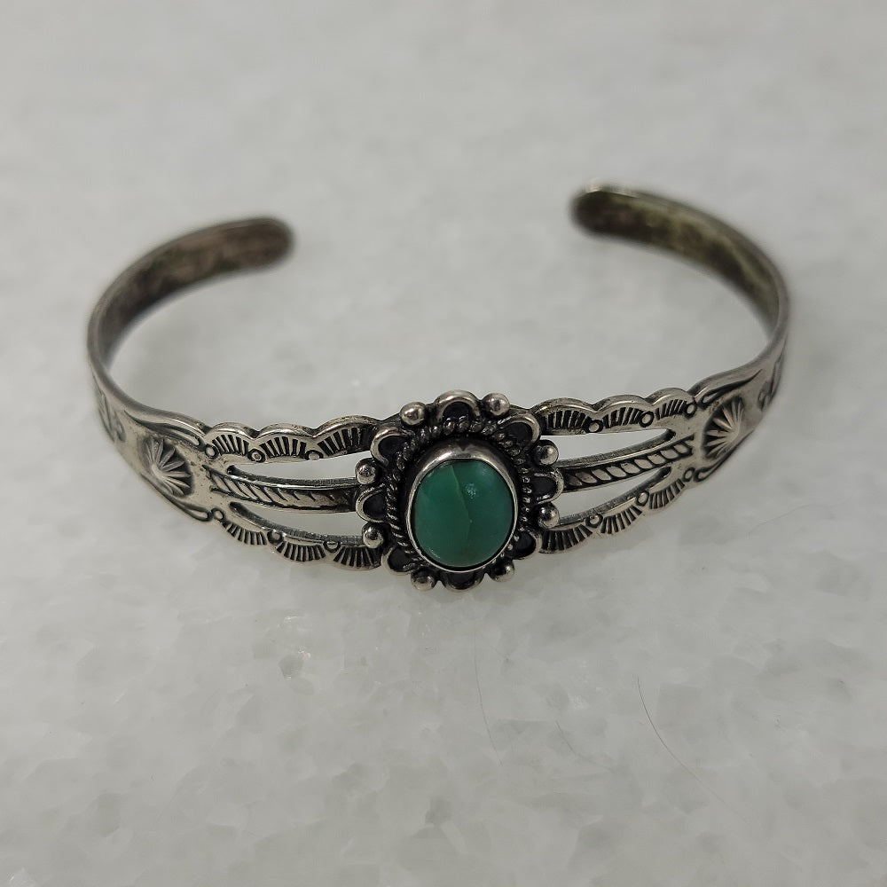 Native American Sterling Silver Turquoise Cuff Bracelet