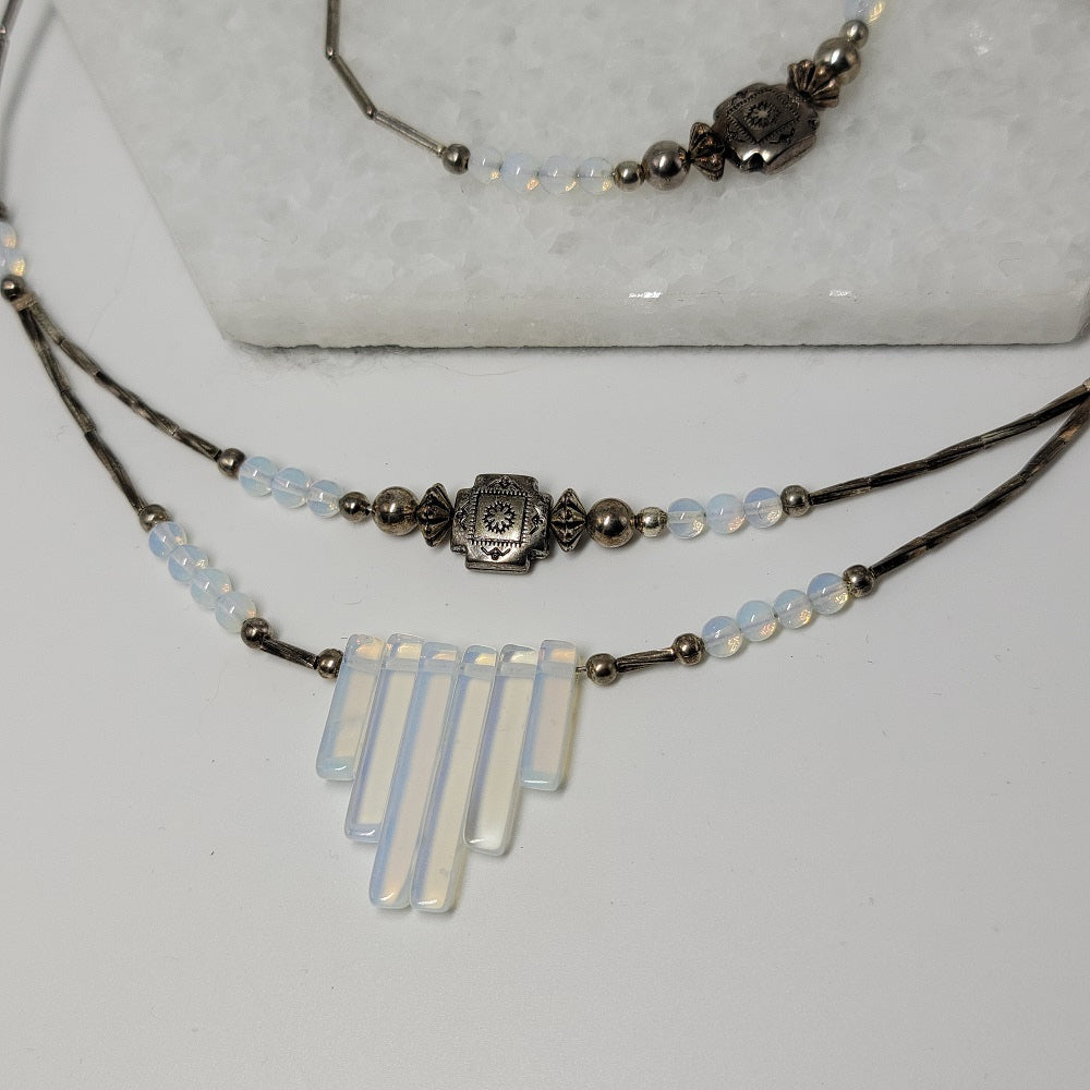 Opalite Necklace Bracelet Earrings Set