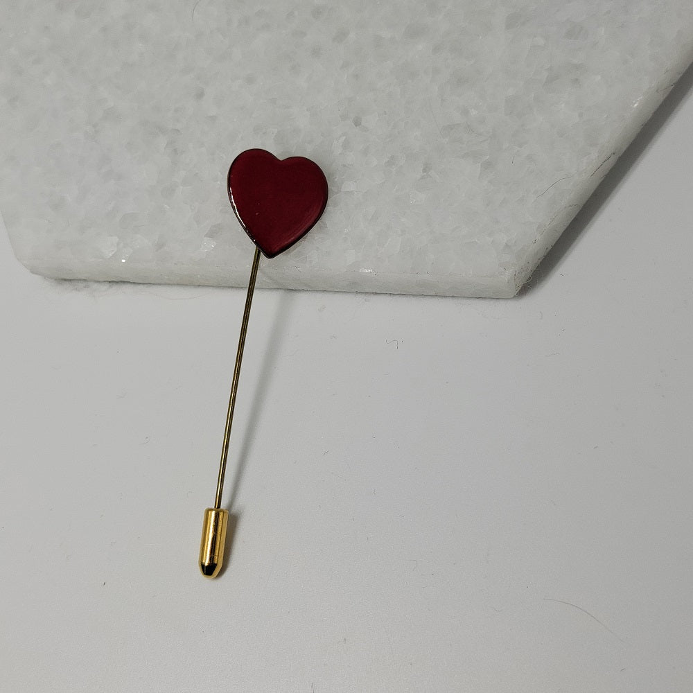 Enameled Copper Heart Stick Pin