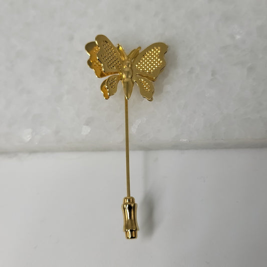 Layered Goldtone Butterfly Stick Pin