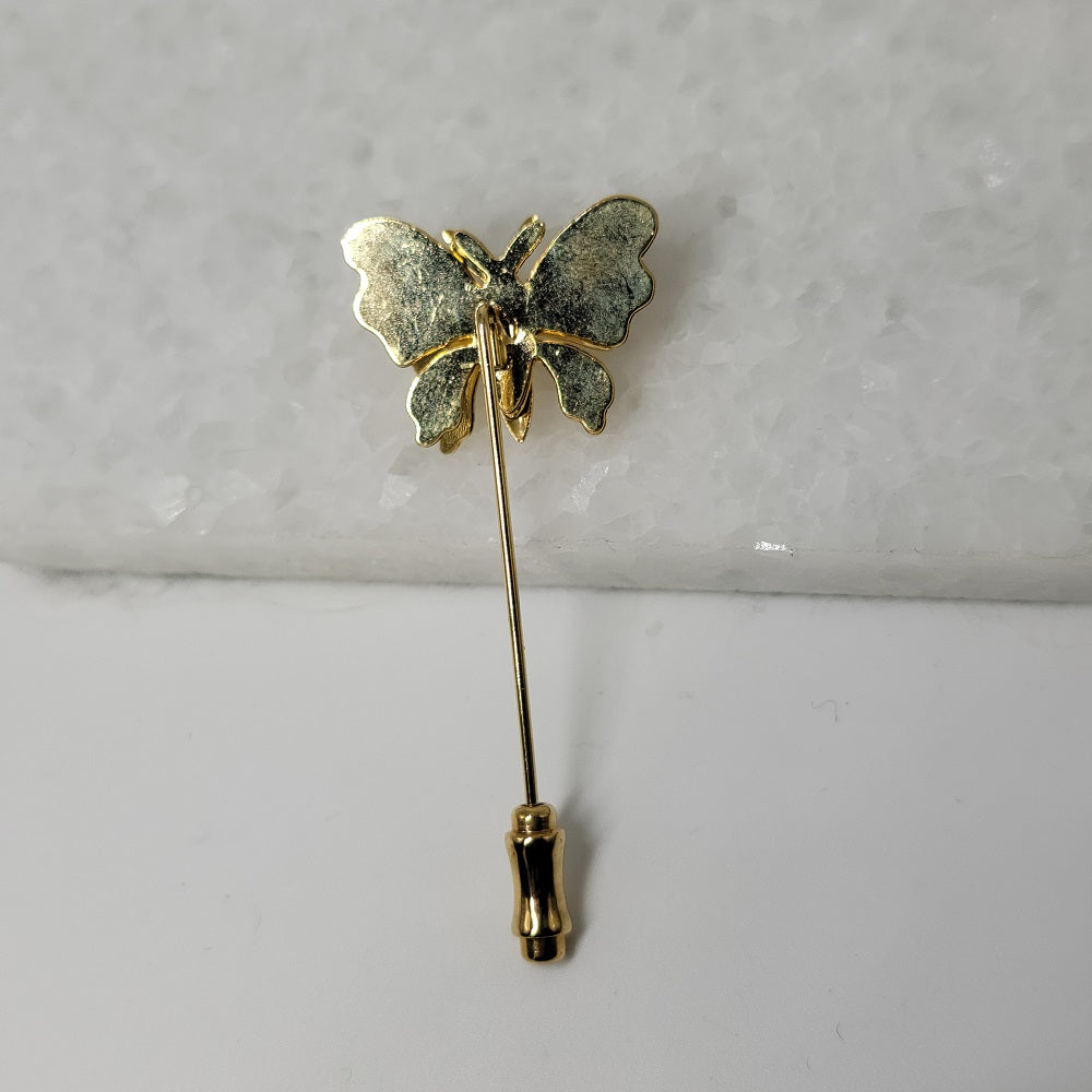 Layered Goldtone Butterfly Stick Pin