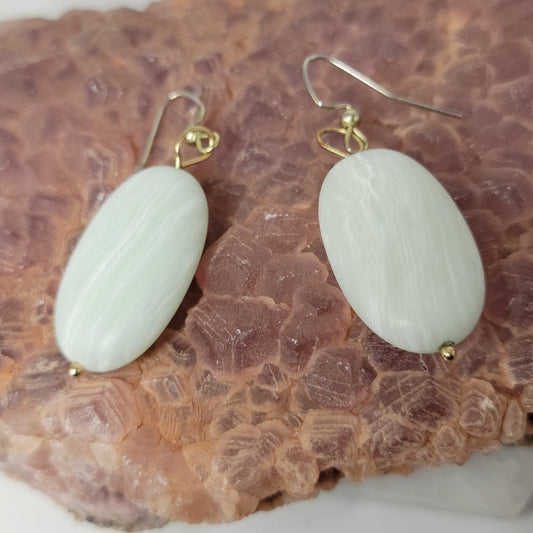 White Stone Drop Earrings