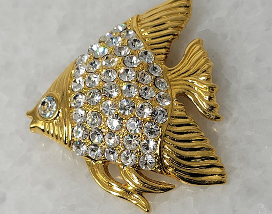 Rhinestone Fish Brooch