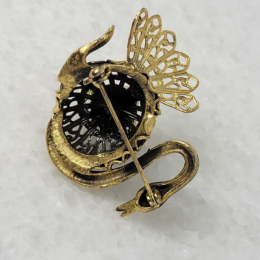 Mid Century Dimensional Swan Brooch