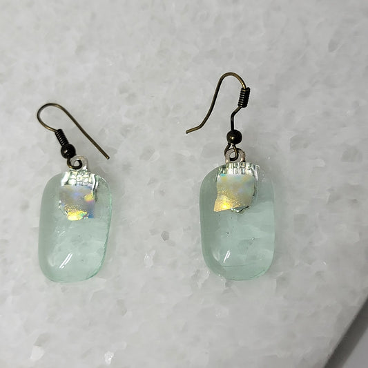 Green Dichroic Glass Earrings