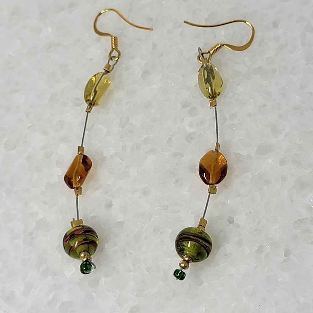 Glass Bead Drop Earrings