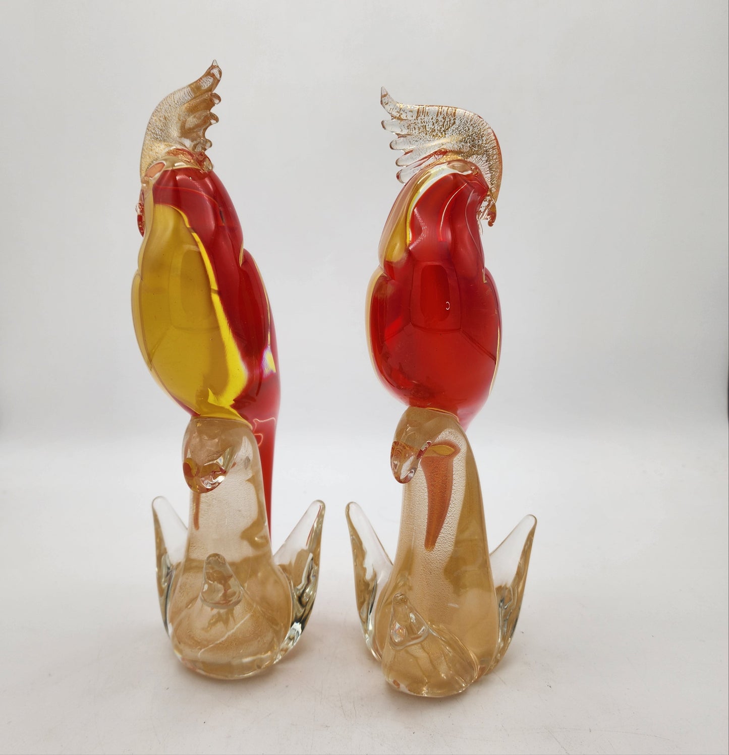 Pair of Murano Glass Cockatoo Birds