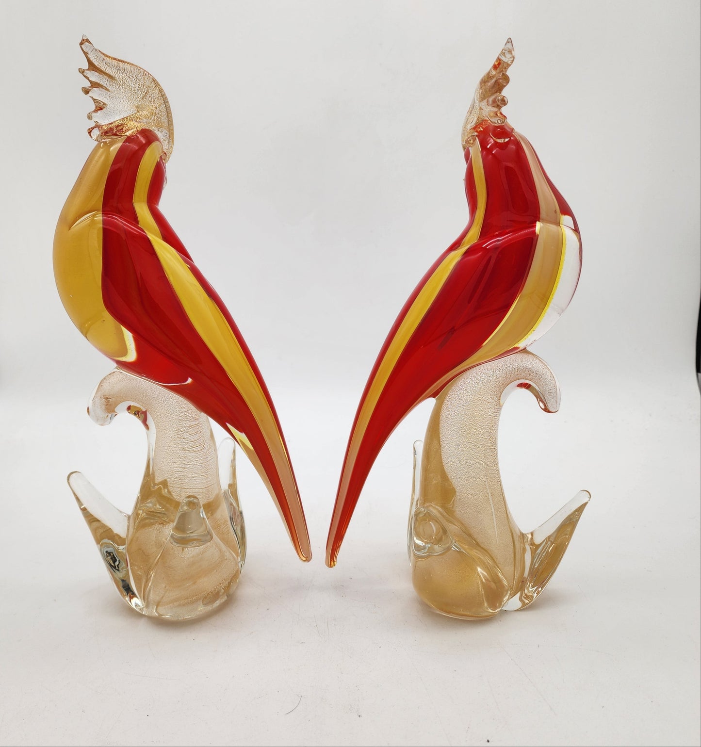 Pair of Murano Glass Cockatoo Birds