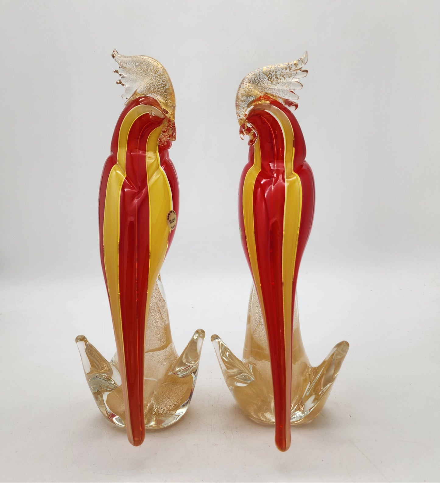 Pair of Murano Glass Cockatoo Birds