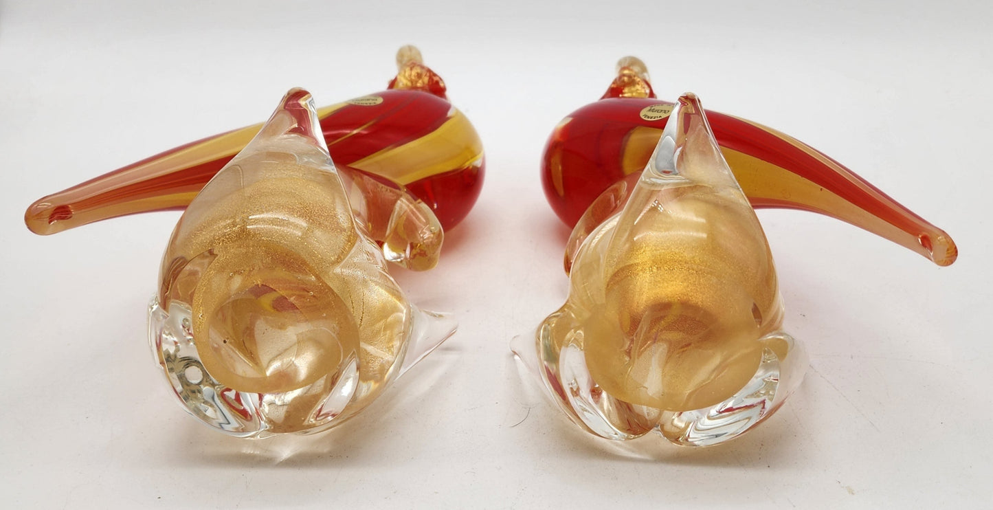 Pair of Murano Glass Cockatoo Birds