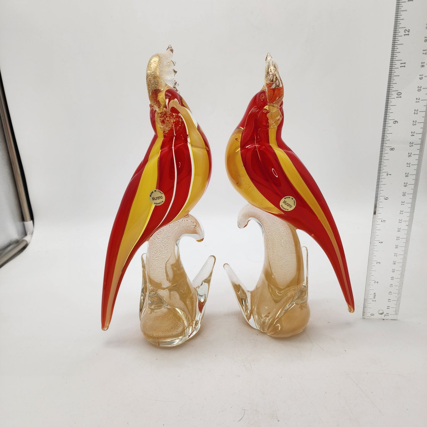 Pair of Murano Glass Cockatoo Birds