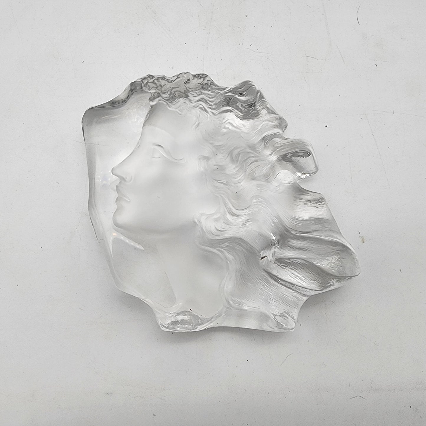 Mats Jonasson Woman's Face Glass Sculpture