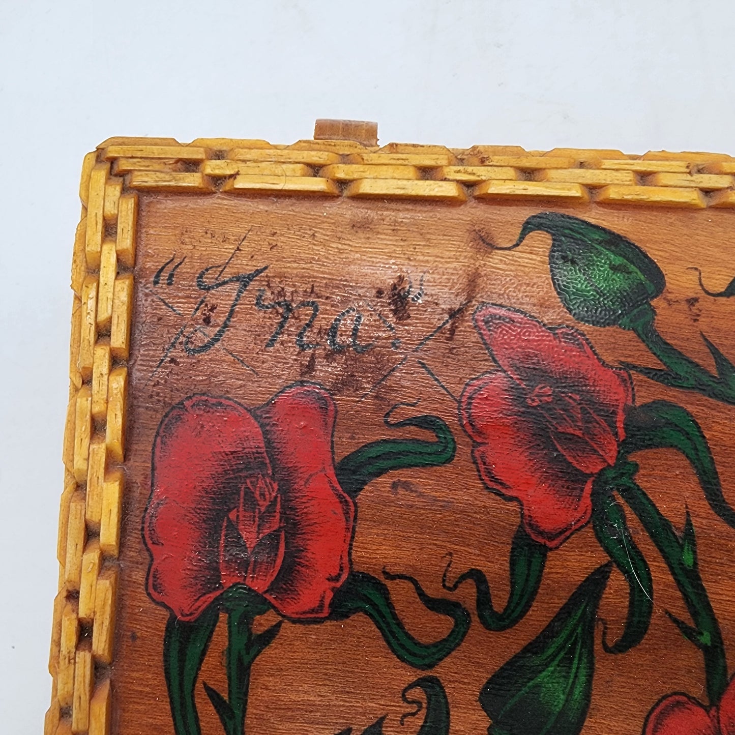 Vintage Hand Painted Wooden Grand Piano Jewelry Box