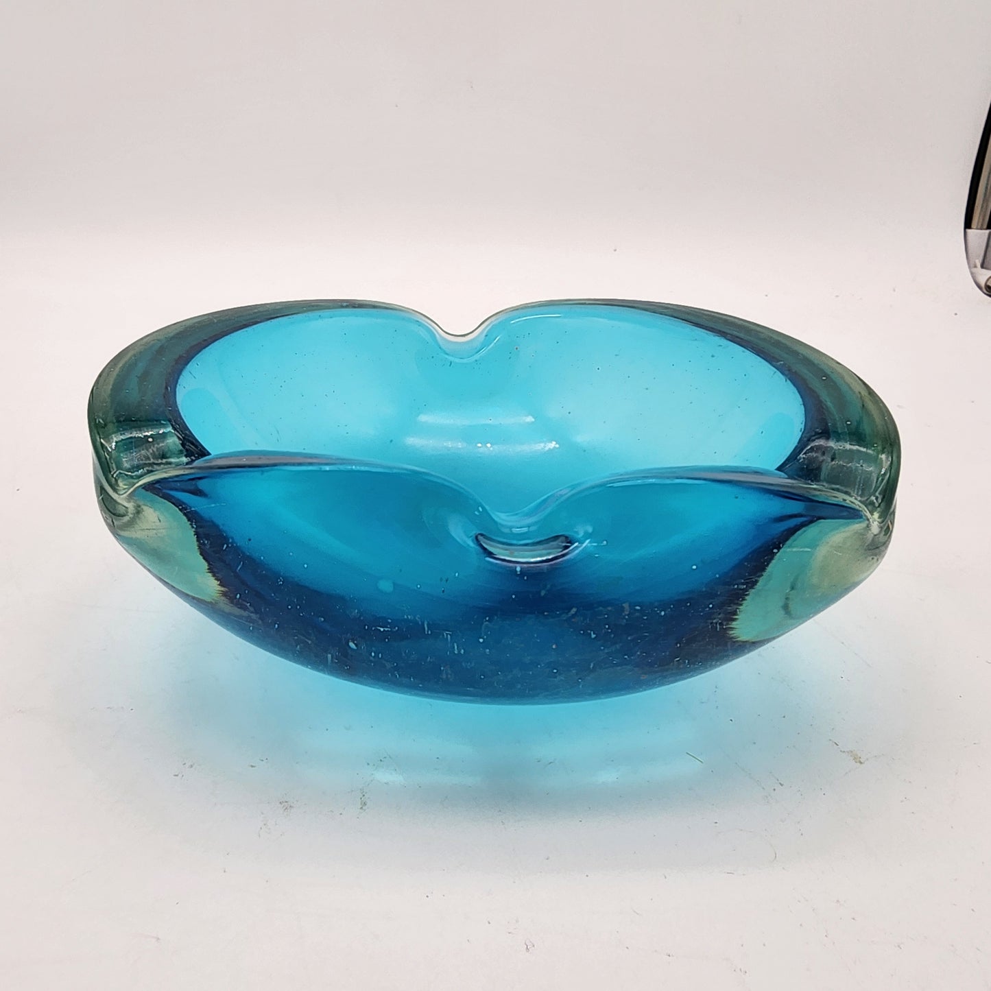 Mid Century Murano Sommerso Blue Glass Ashtray