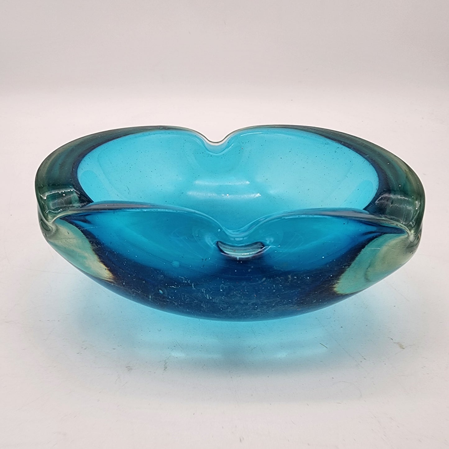 Mid Century Murano Sommerso Blue Glass Ashtray