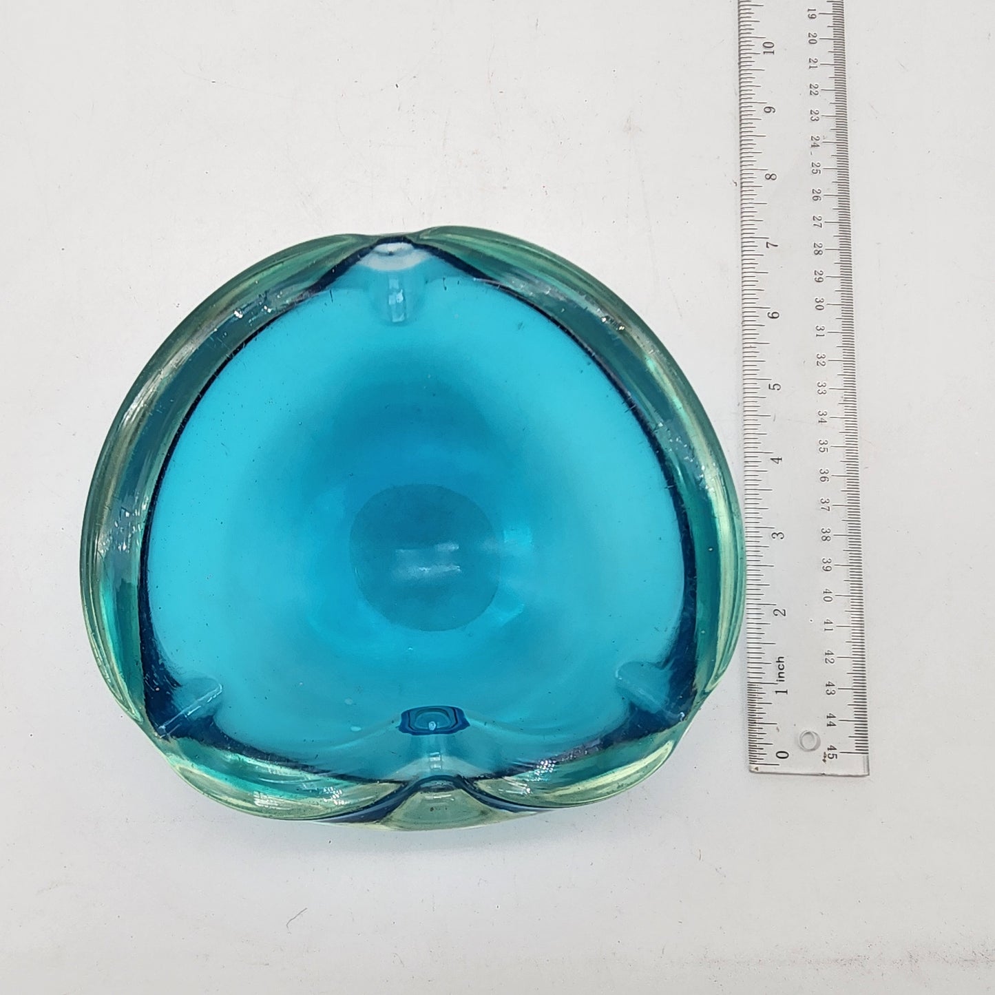 Mid Century Murano Sommerso Blue Glass Ashtray