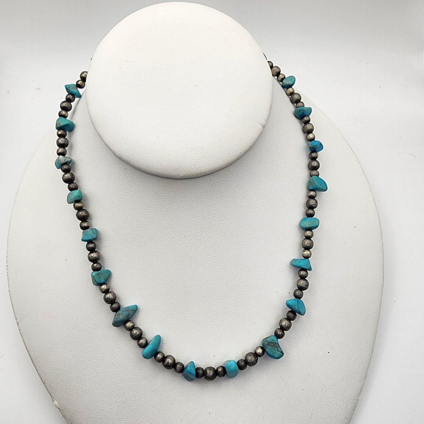 Turquoise Nugget Silver Necklace