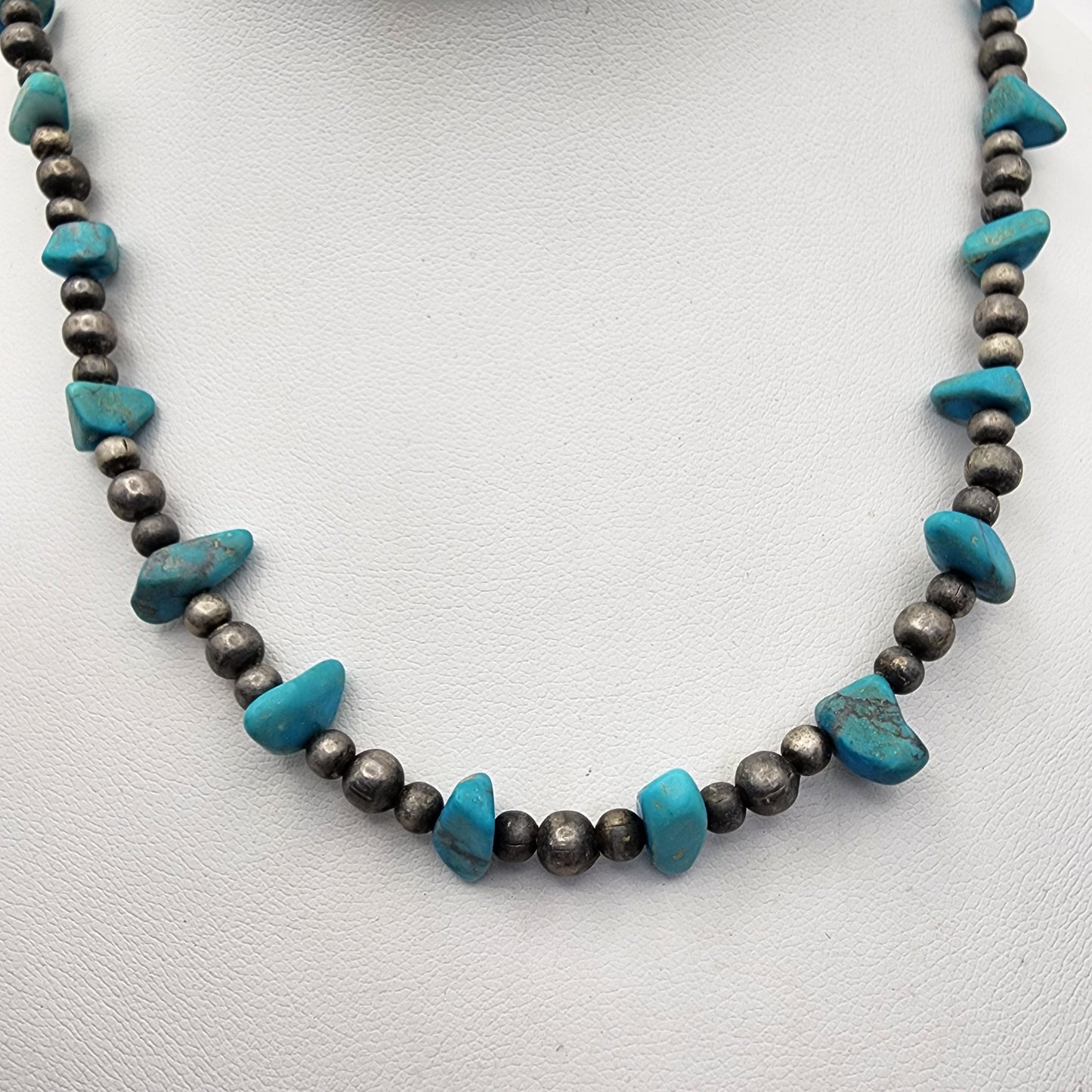 Turquoise Nugget Silver Necklace