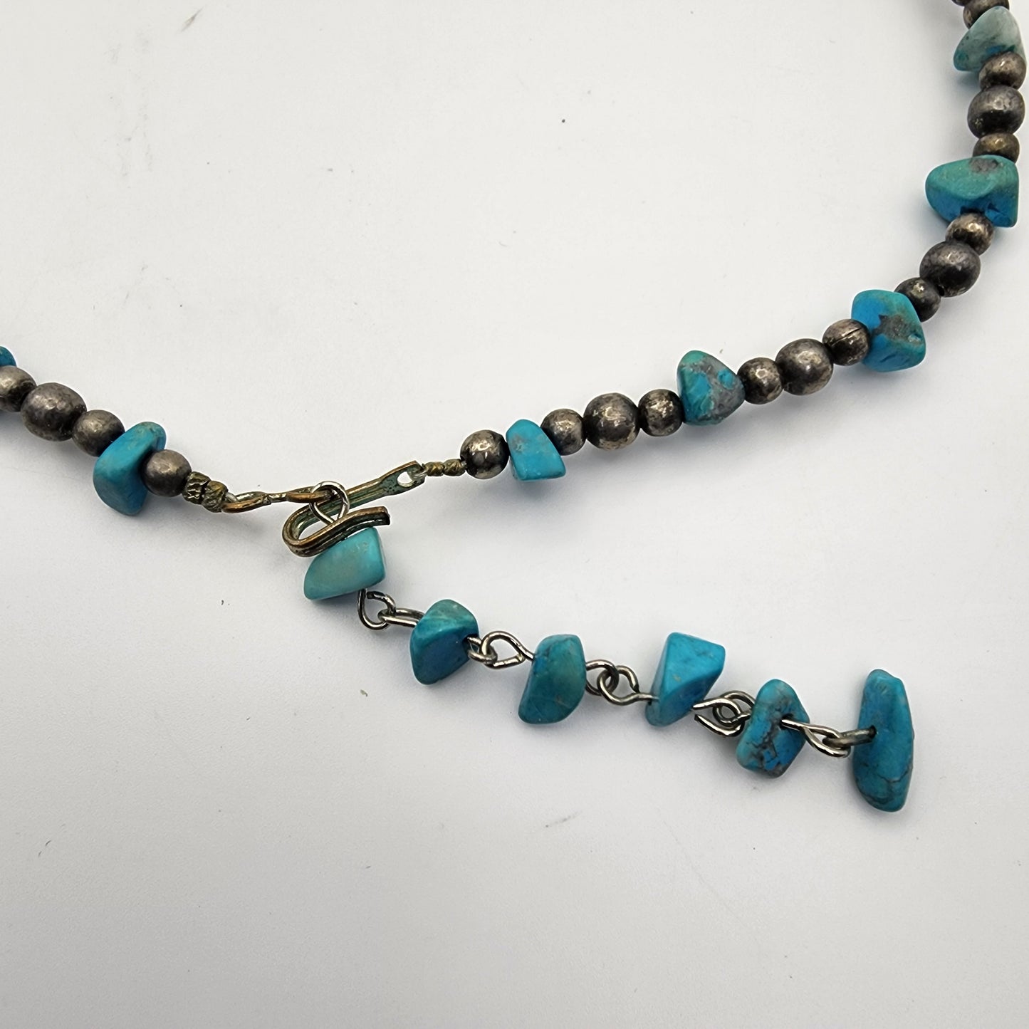 Turquoise Nugget Silver Necklace