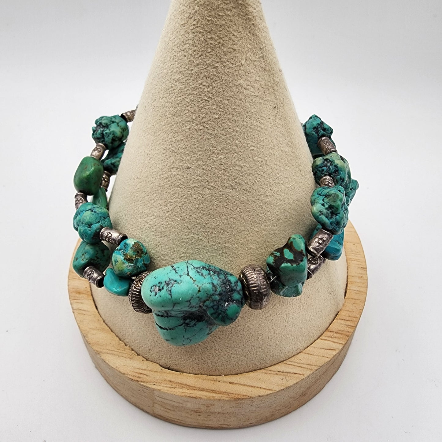 Turquoise Nugget Silver Bracelet