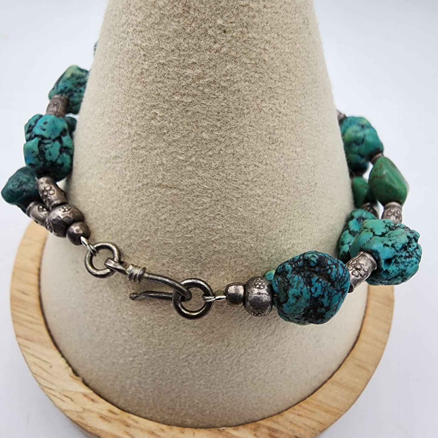 Turquoise Nugget Silver Bracelet