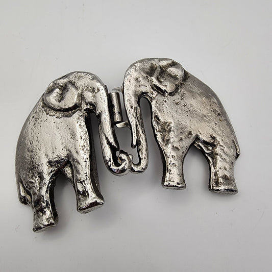 Vintage Cast Metal Elephant Belt Buckle