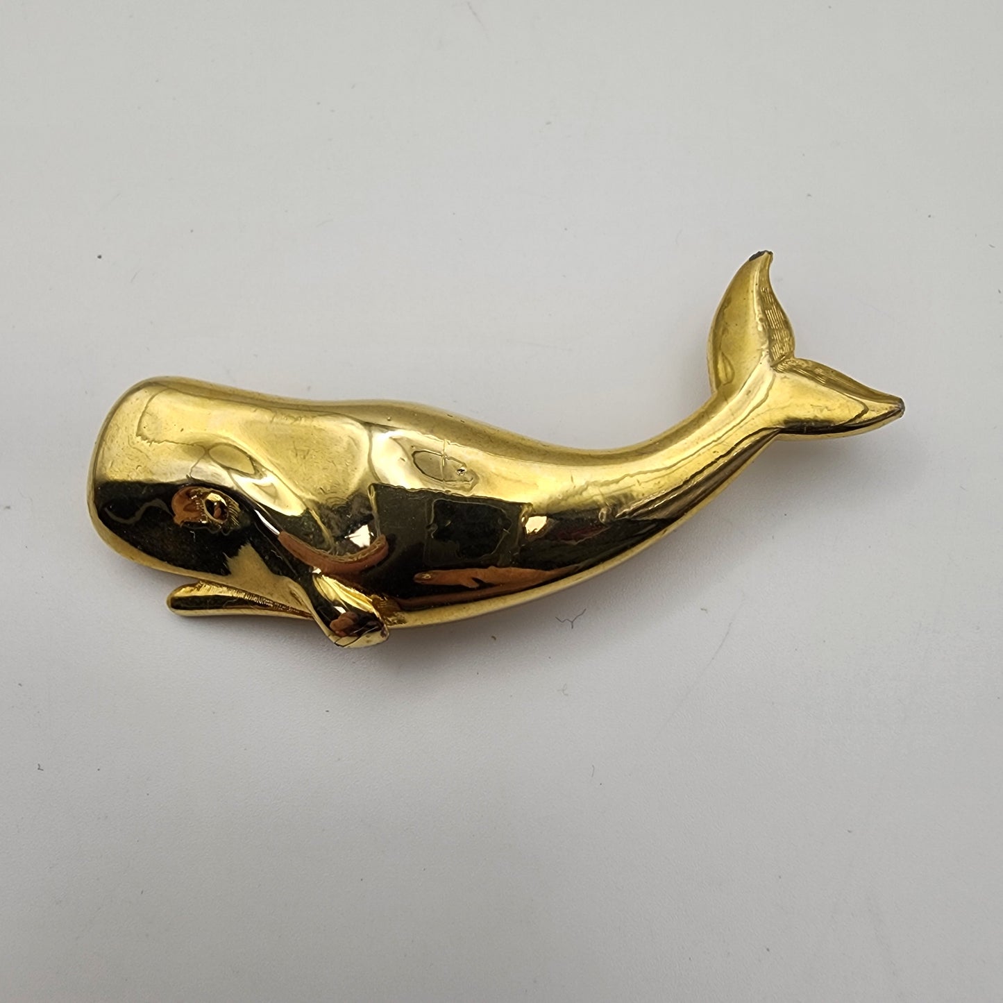 Goldtone Whale Brooch Pin