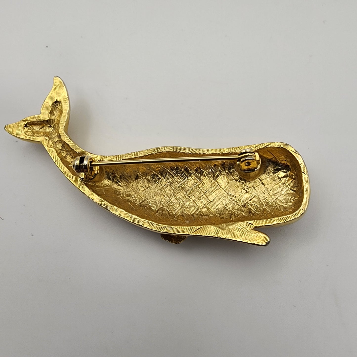 Goldtone Whale Brooch Pin