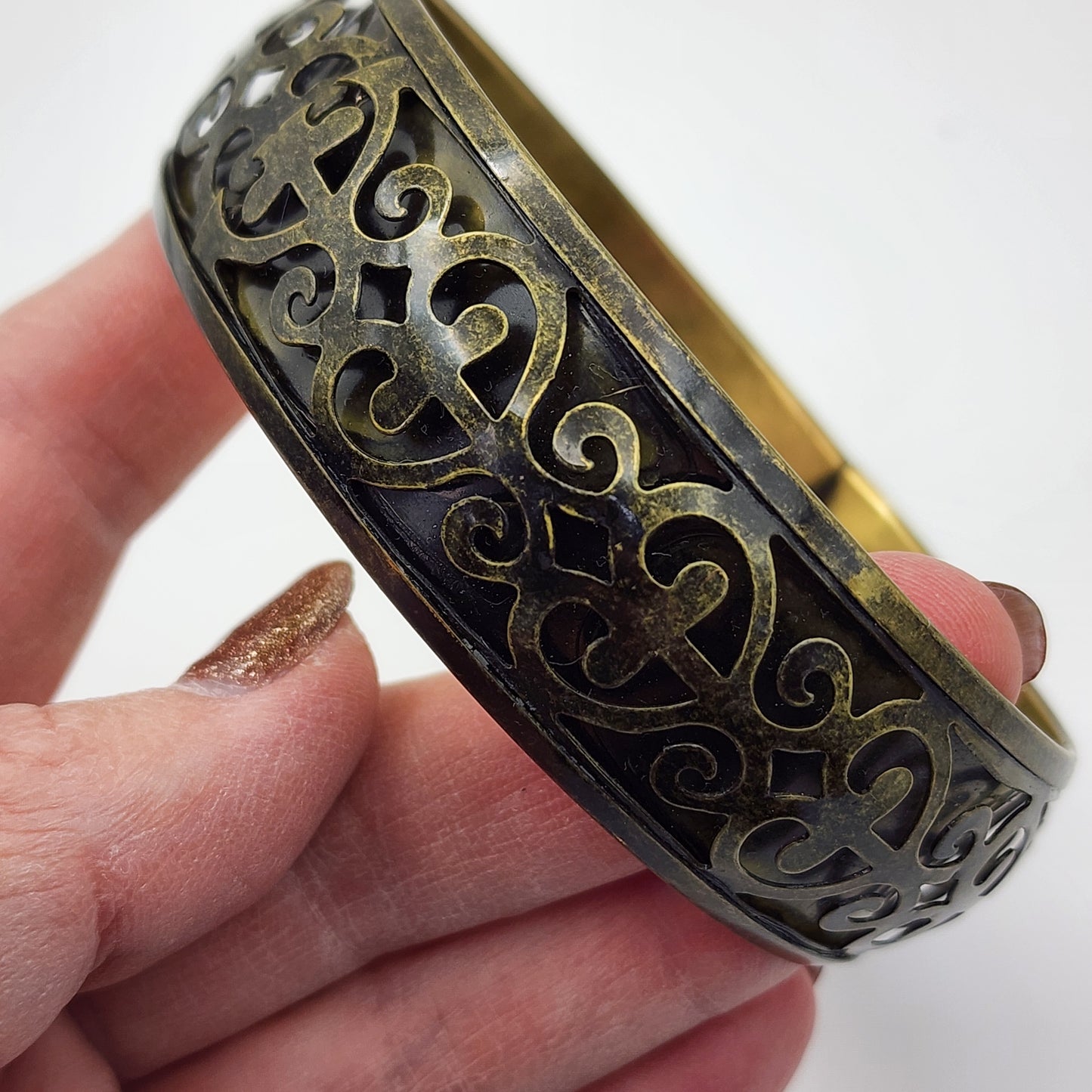 Brass Cut Out Bangle Bracelet