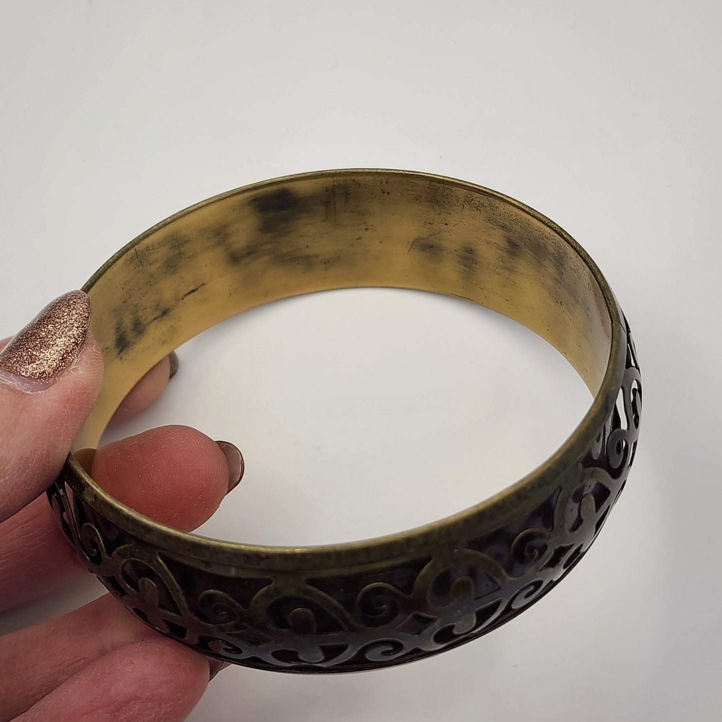 Brass Cut Out Bangle Bracelet