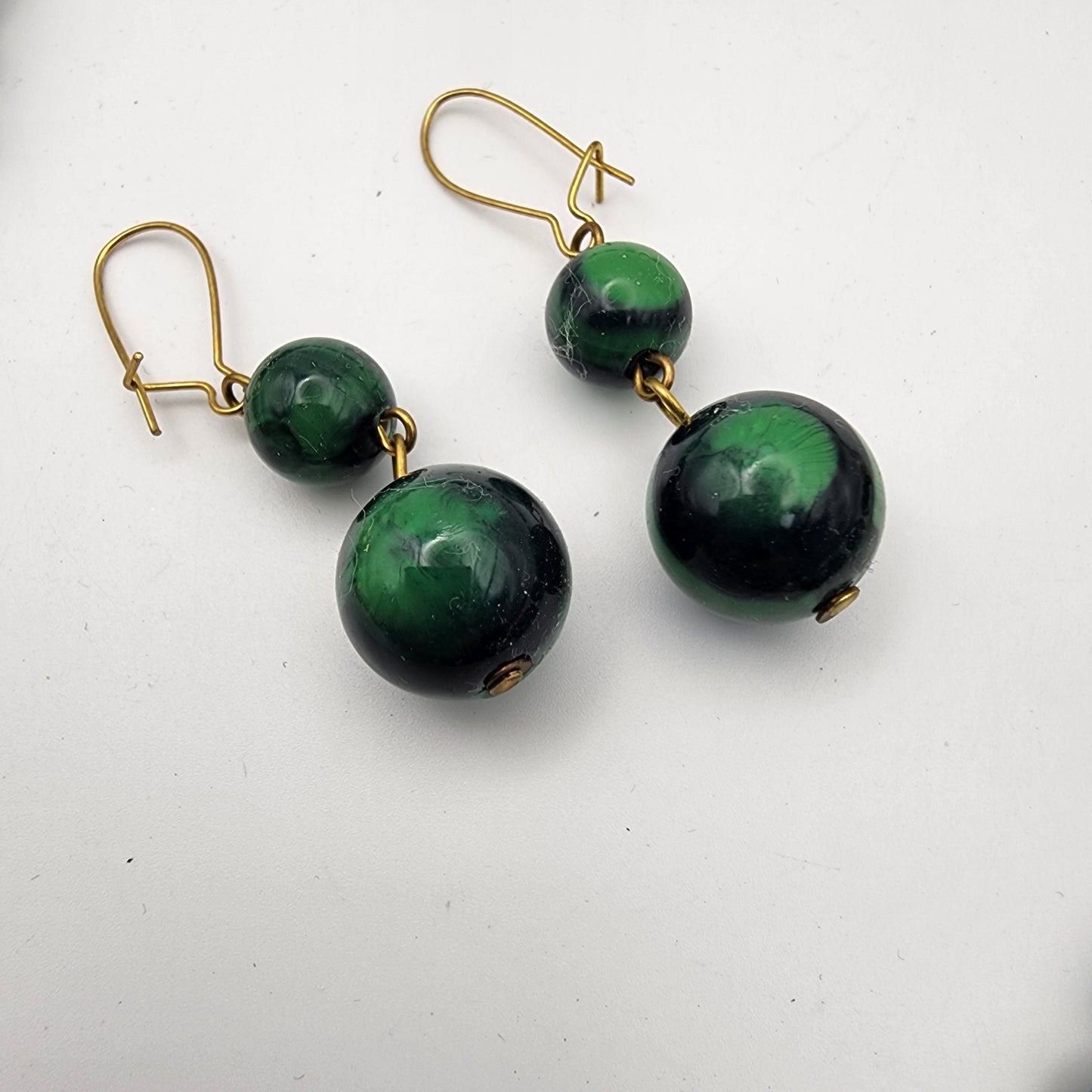 Faux Malachite Necklace and Earrings Set