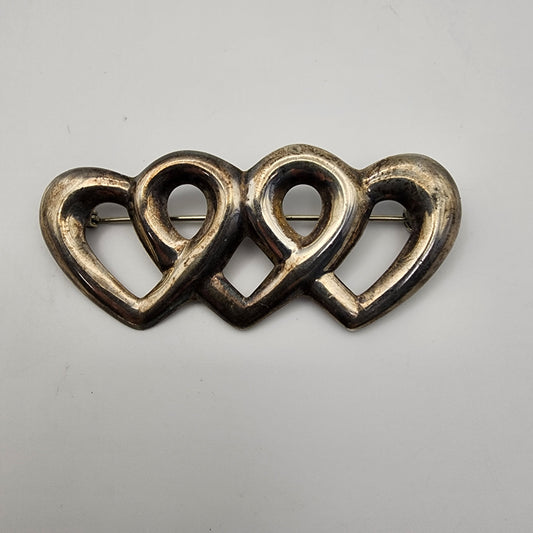 925 Sterling Silver Linked Hearts MW