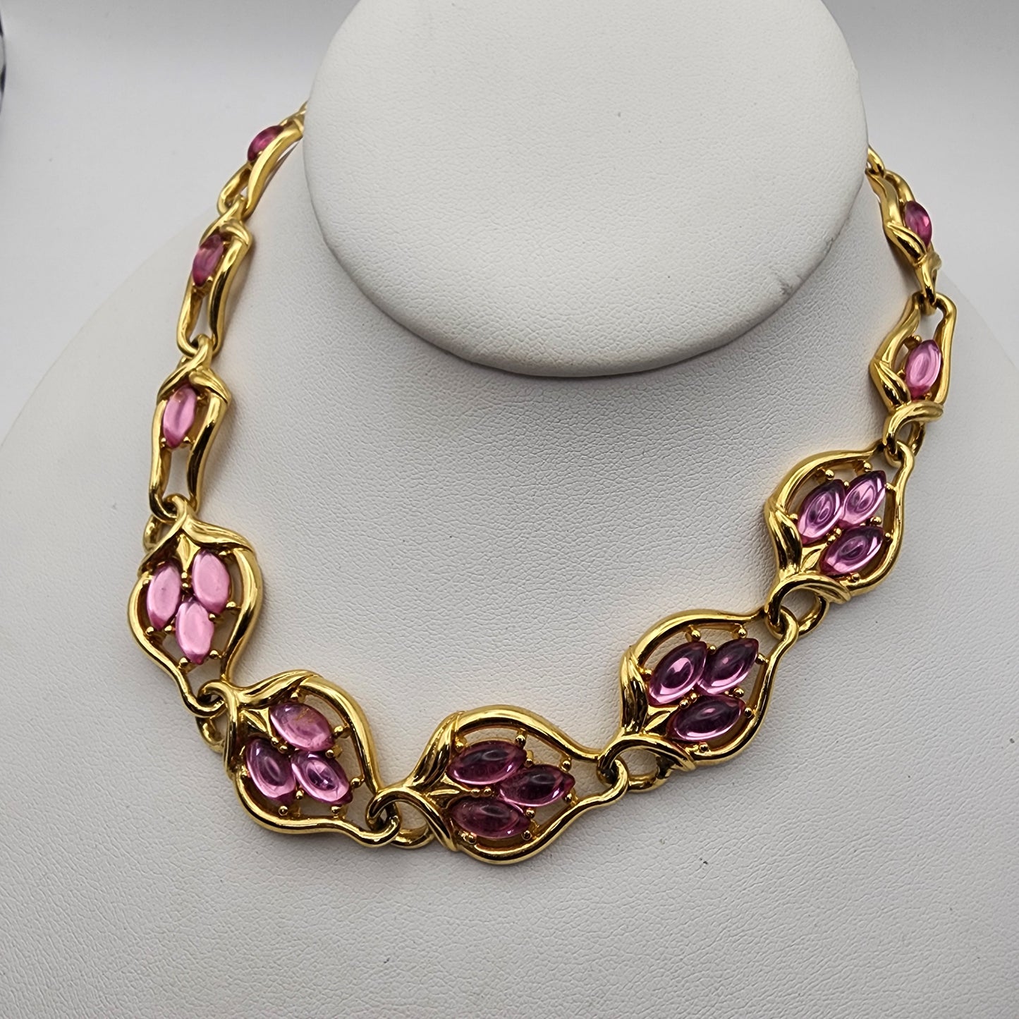 Vintage Trifari Pink Rhinestone Necklace