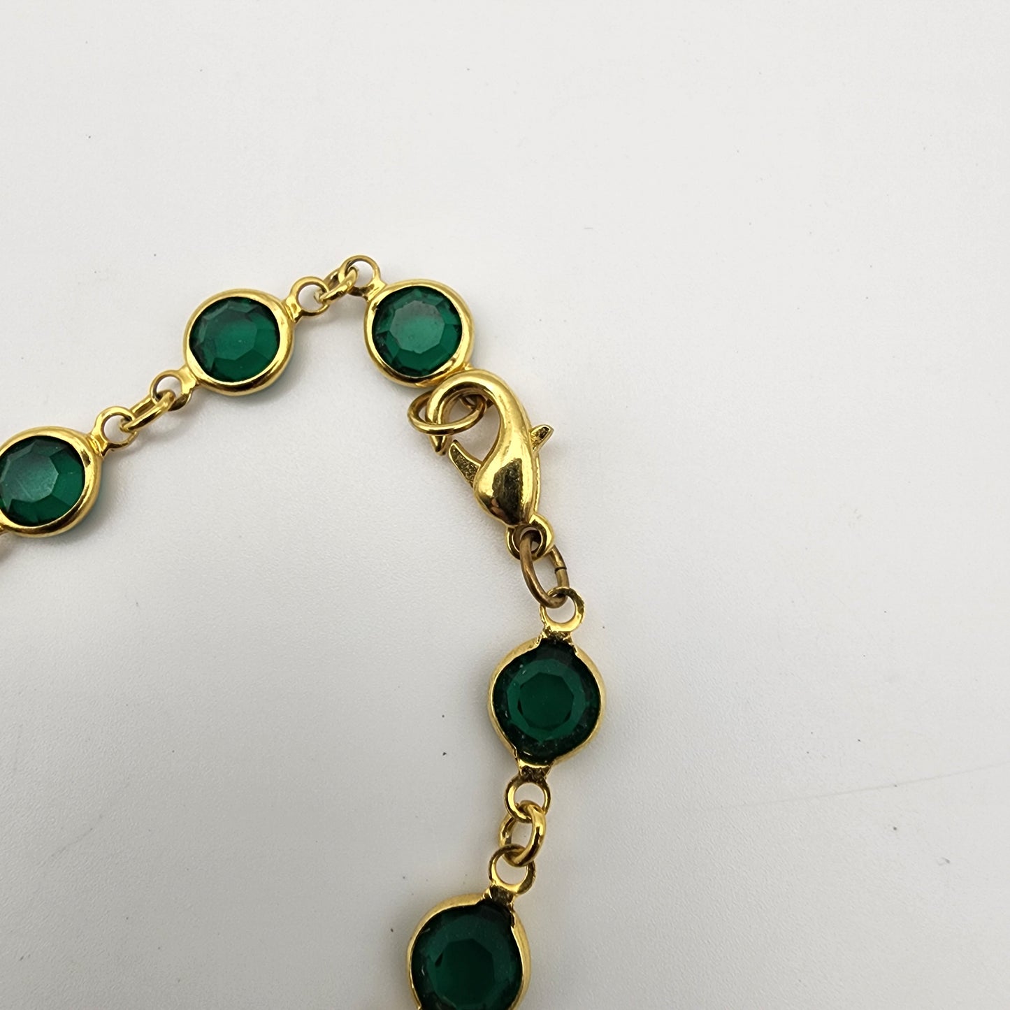 Vintage Green Austrian Crystal USA Bezel Set Necklace Bracelet Earrings