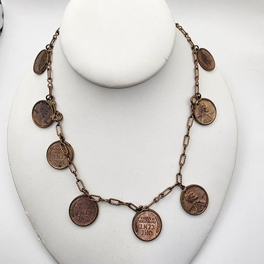 Vintage 1936 Wheat Copper Penny Necklace