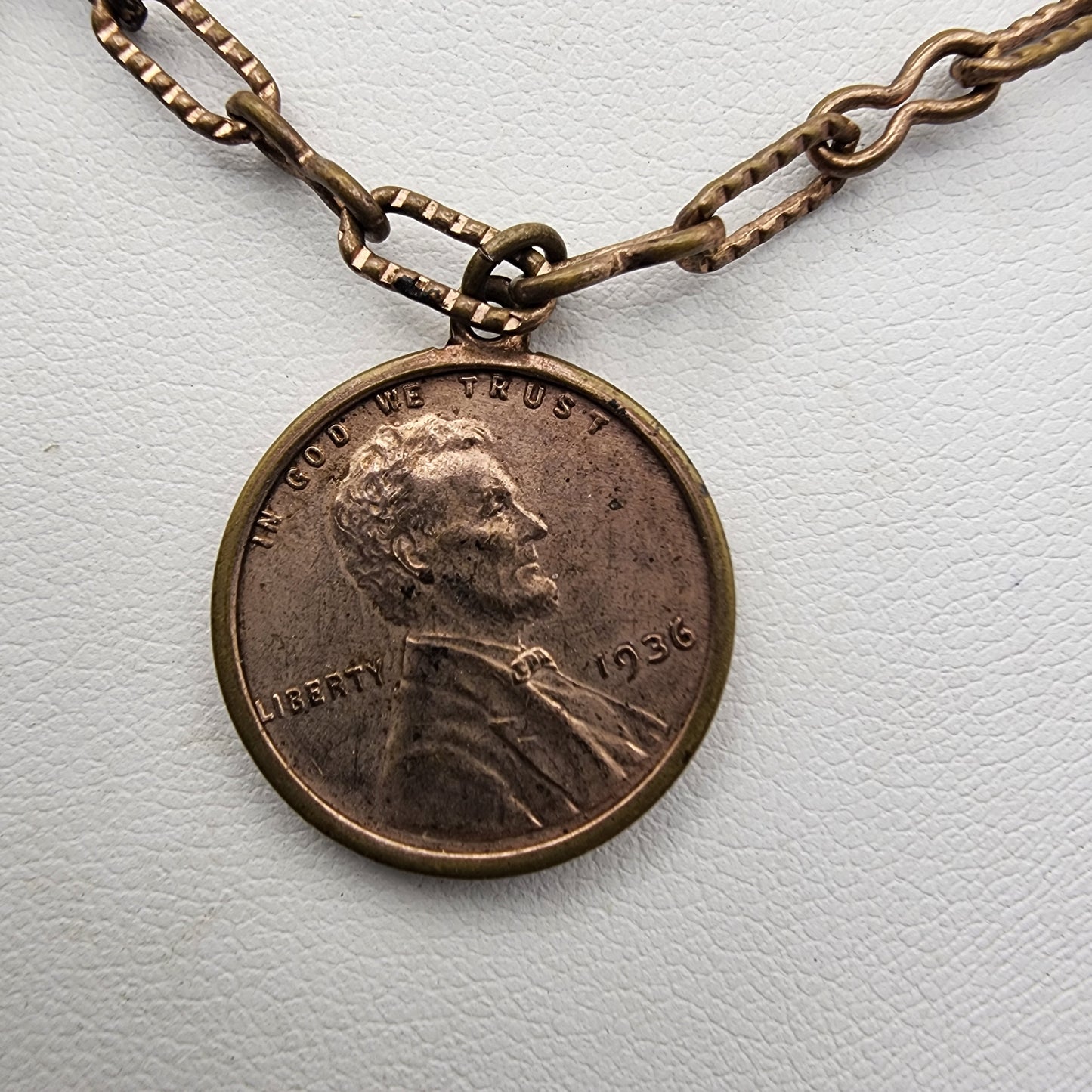 Vintage 1936 Wheat Copper Penny Necklace