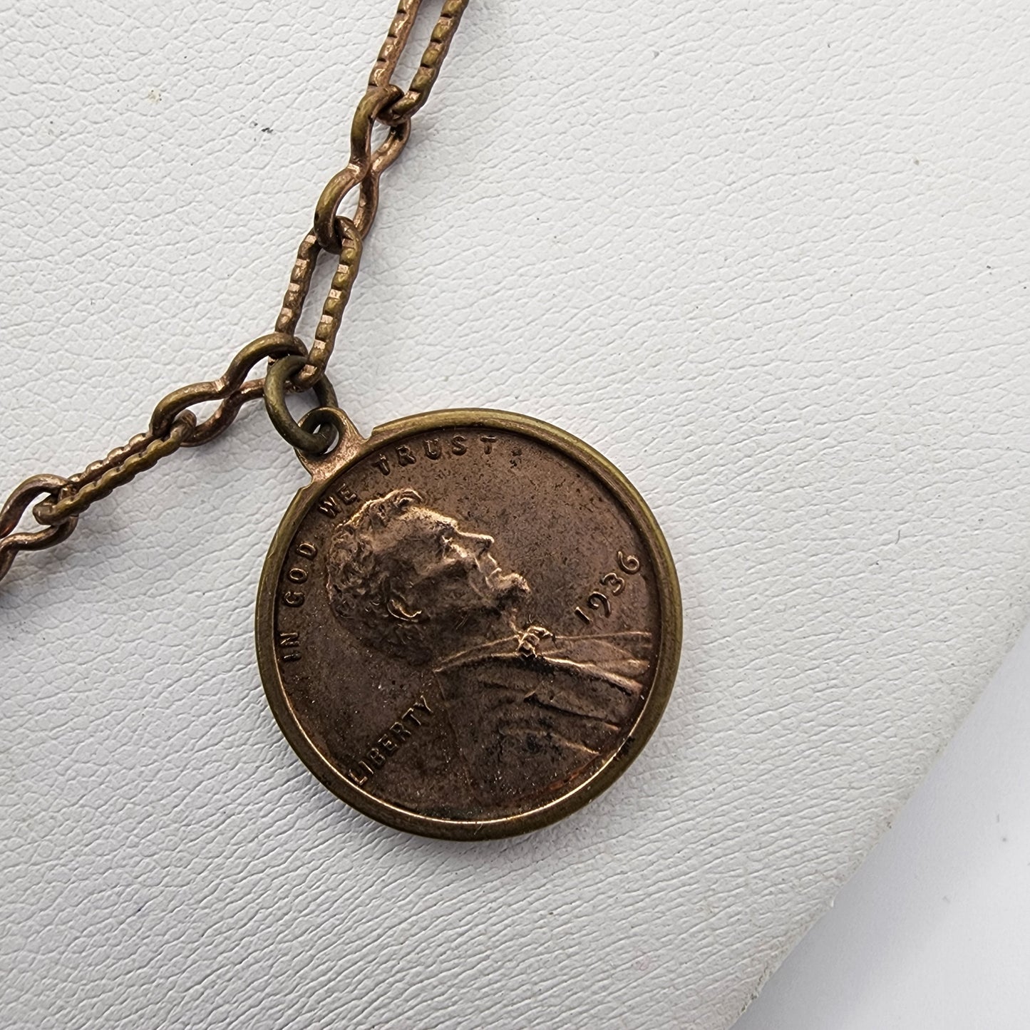 Vintage 1936 Wheat Copper Penny Necklace