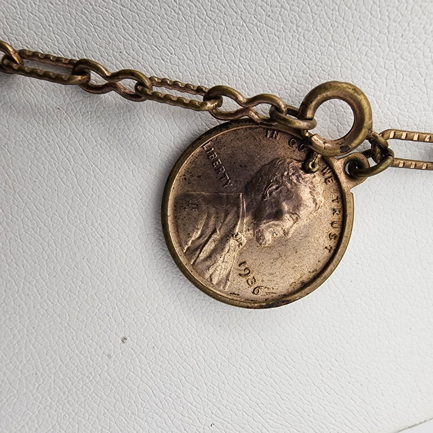 Vintage 1936 Wheat Copper Penny Necklace