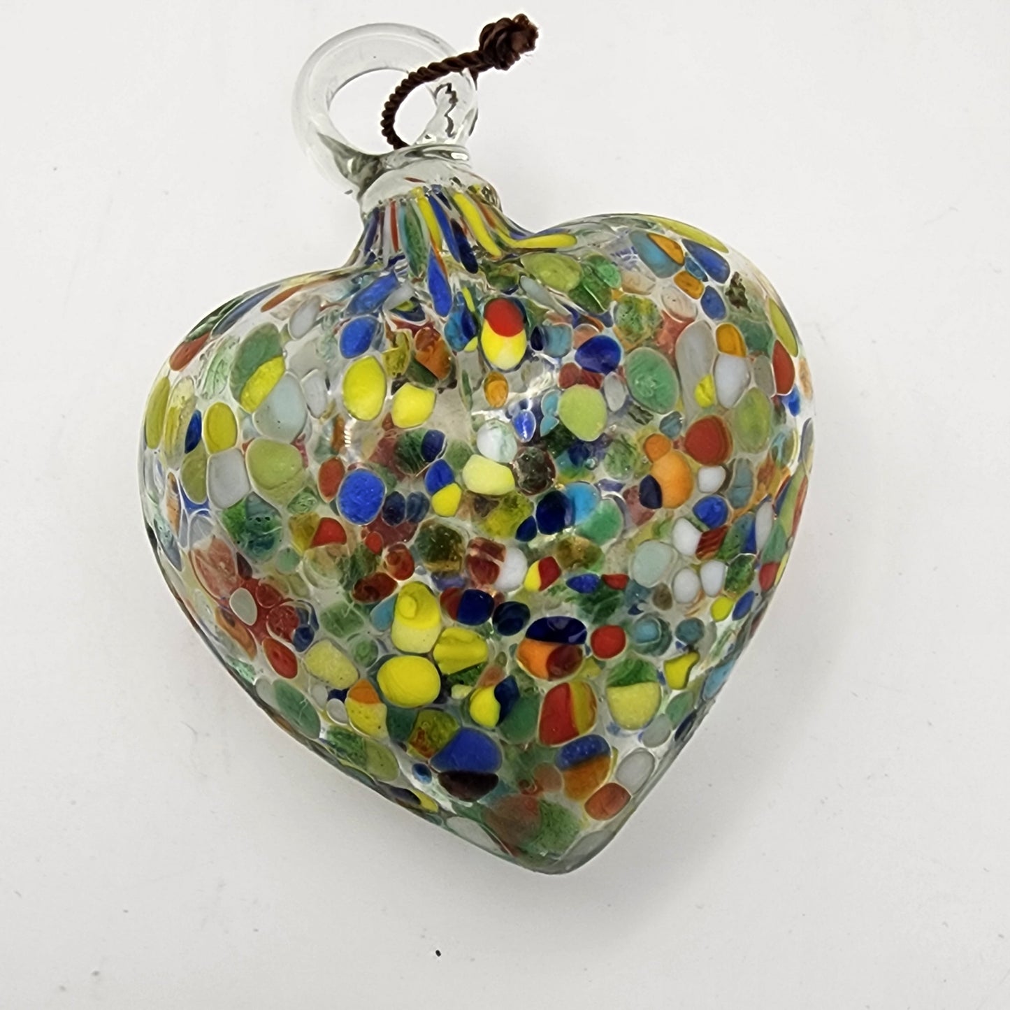 Mult-color Glass Puffy Heart Ornament