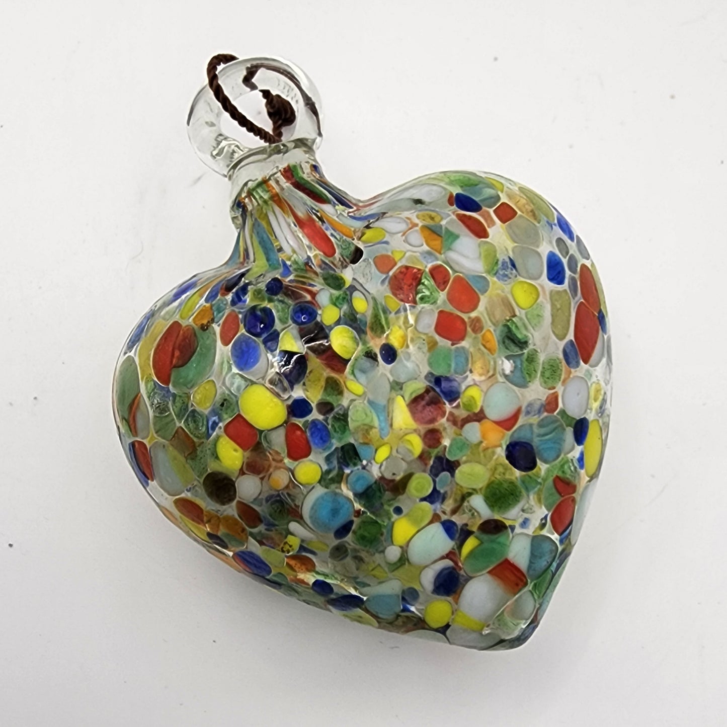 Mult-color Glass Puffy Heart Ornament