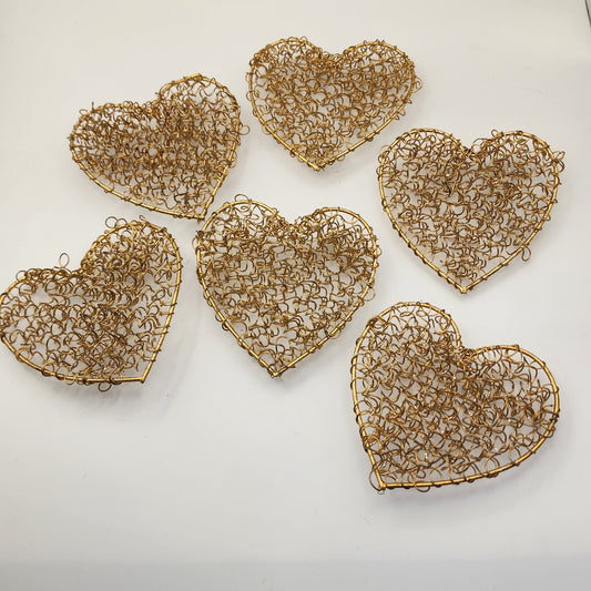 Set of 6 Wire Heart Ornaments