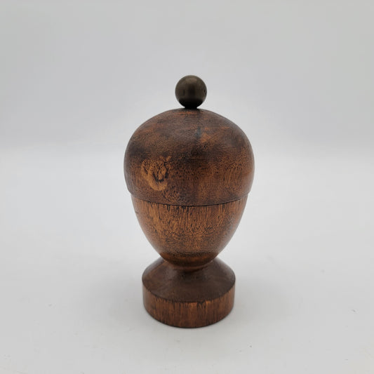 Antique Turned Walnut Wood Domed Lidded Primitive Jar Saffron Box