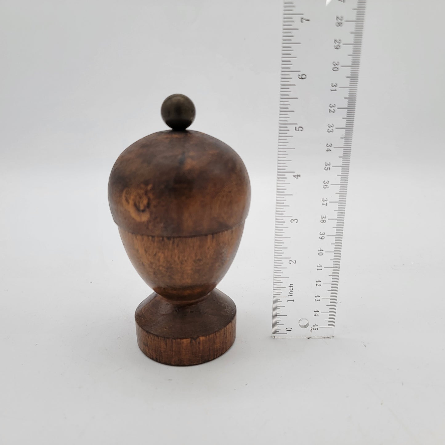 Antique Turned Walnut Wood Domed Lidded Primitive Jar Saffron Box