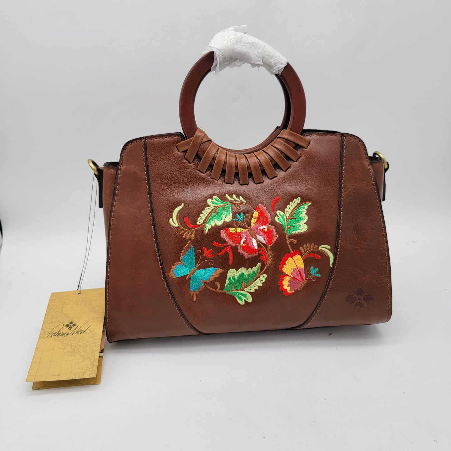 Patricia Nash Lyon Embroider Floral Leather Satchel Crossbody