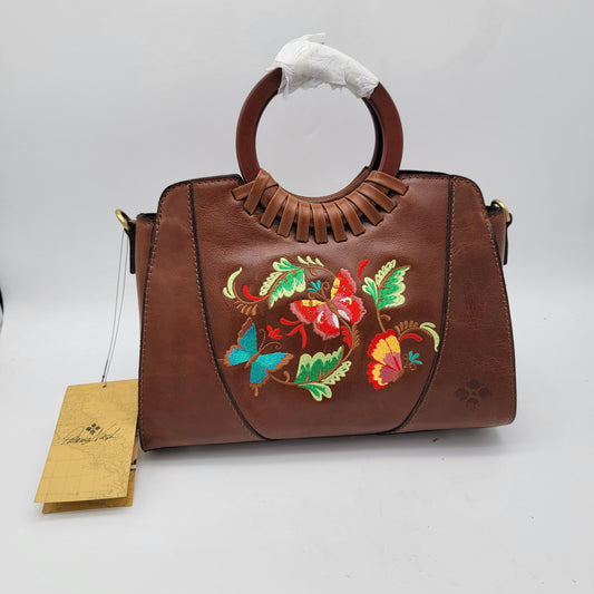 Patricia Nash Lyon Embroider Floral Leather Satchel Crossbody