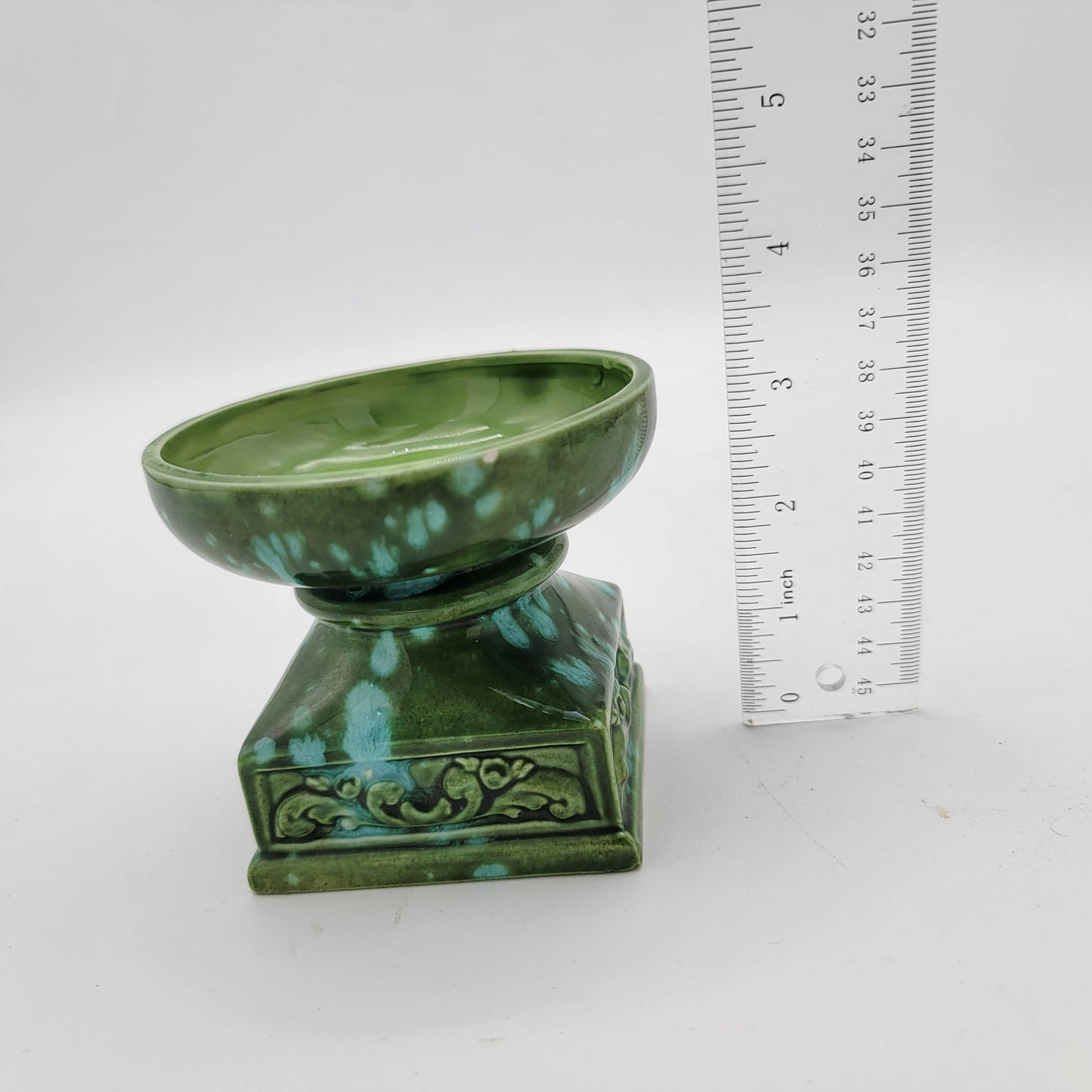 Mid Century Green Pillar Candle Holder