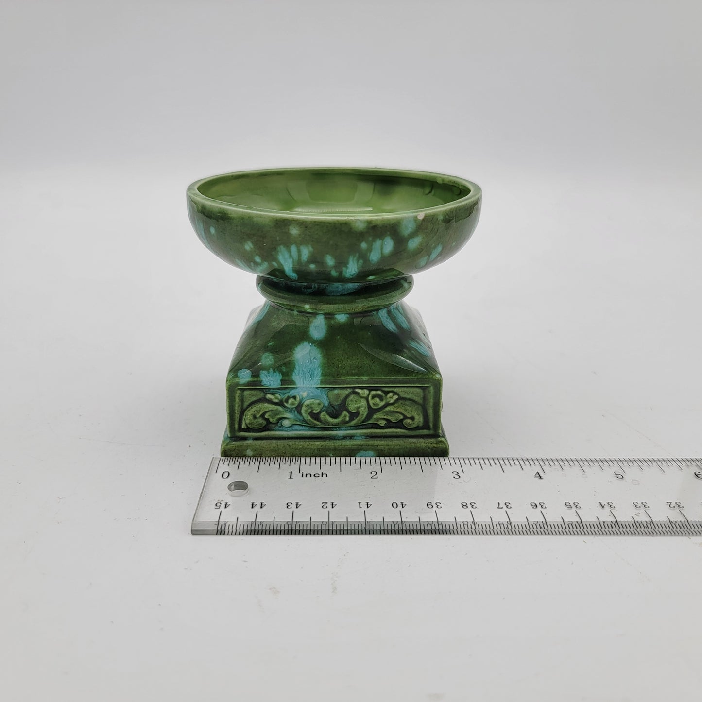 Mid Century Green Pillar Candle Holder