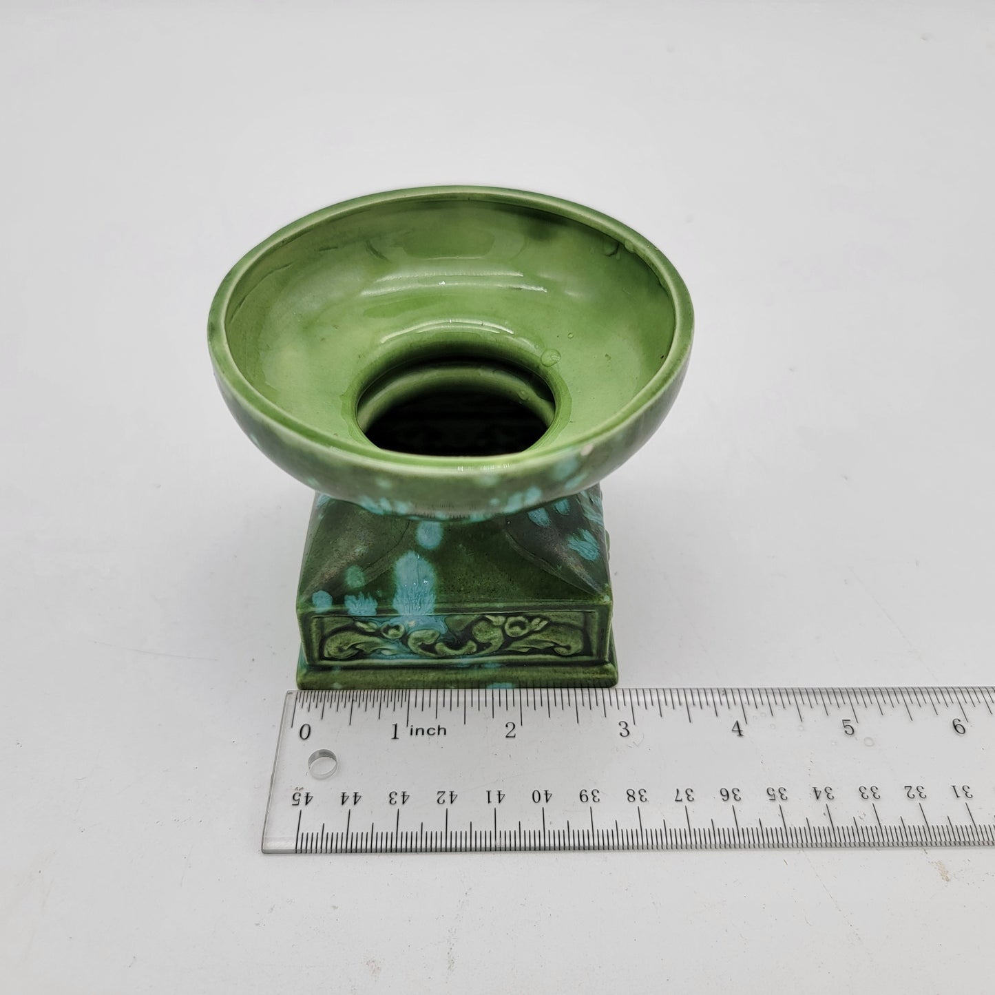 Mid Century Green Pillar Candle Holder