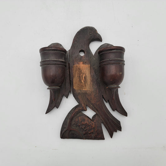 Antique Wood Eagle Match Holder