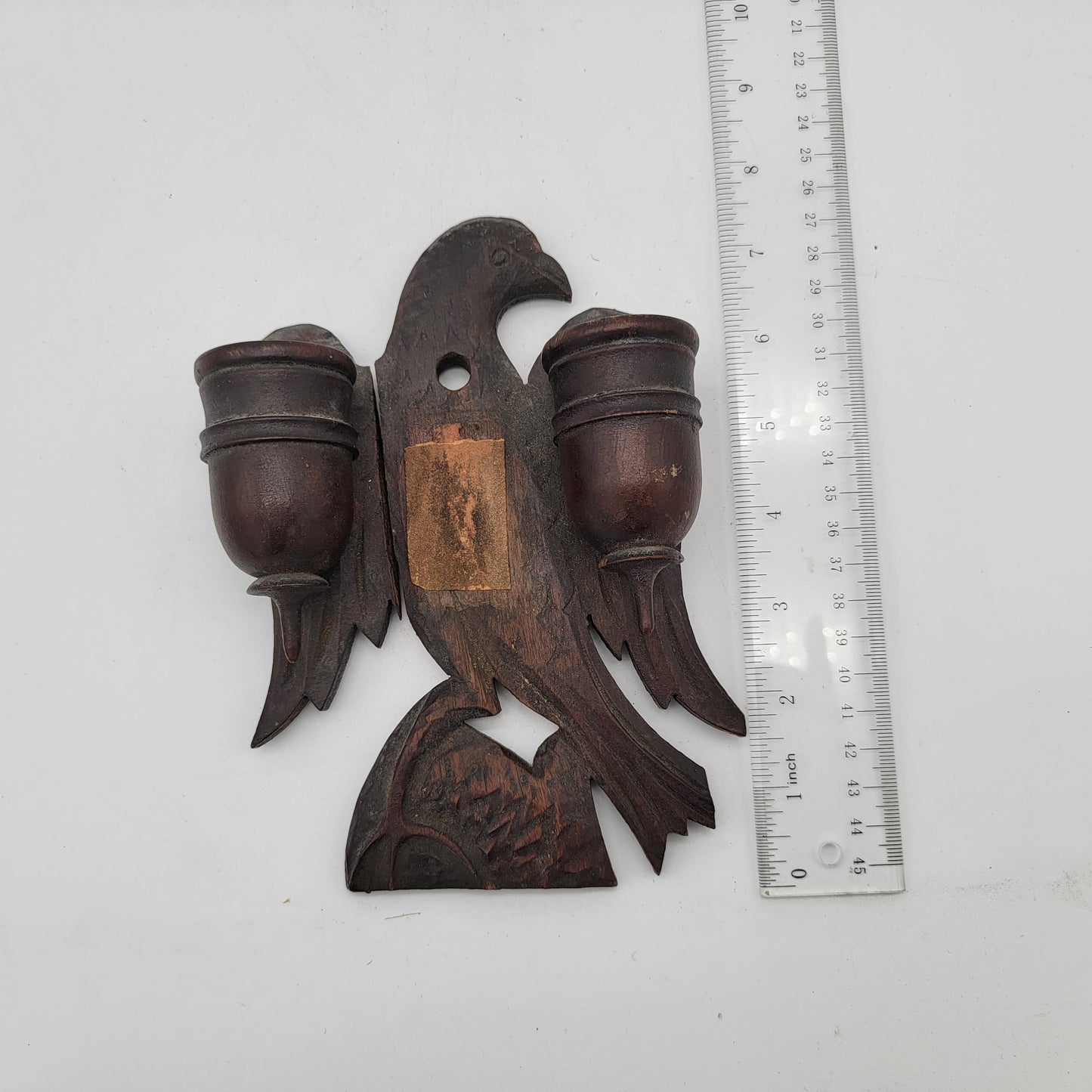 Antique Wood Eagle Match Holder